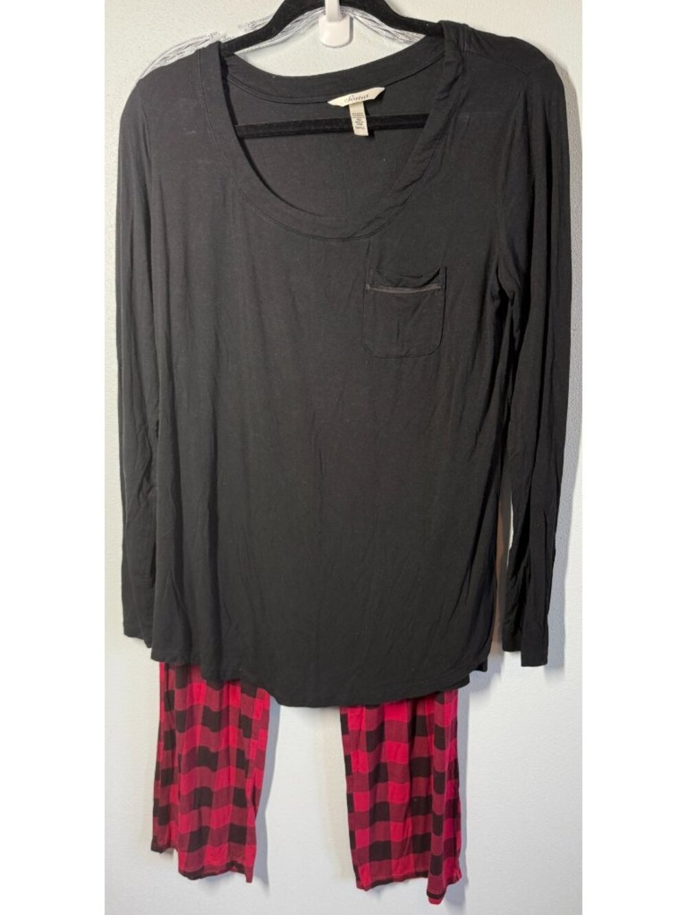 Soma Cool Nights Womens Small Short Black Red Buffalo Check Pajama Set Lounge
